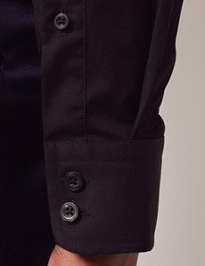 Black Poplin Fitted Slim Shirt-preview4