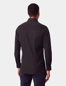 Fitted Slim Black Poplin Shirt