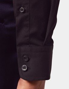 Fitted Slim Black Poplin Shirt