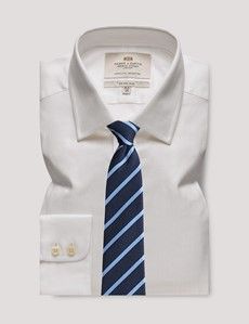 Fitted Slim White Herringbone Shirt