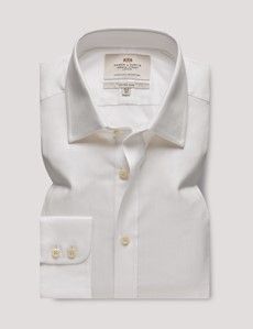 Fitted Slim White Herringbone Shirt