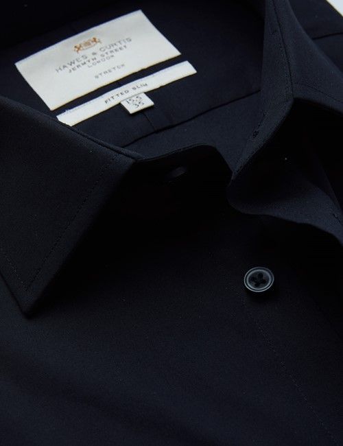 Black Fitted Slim Stretch Shirt
