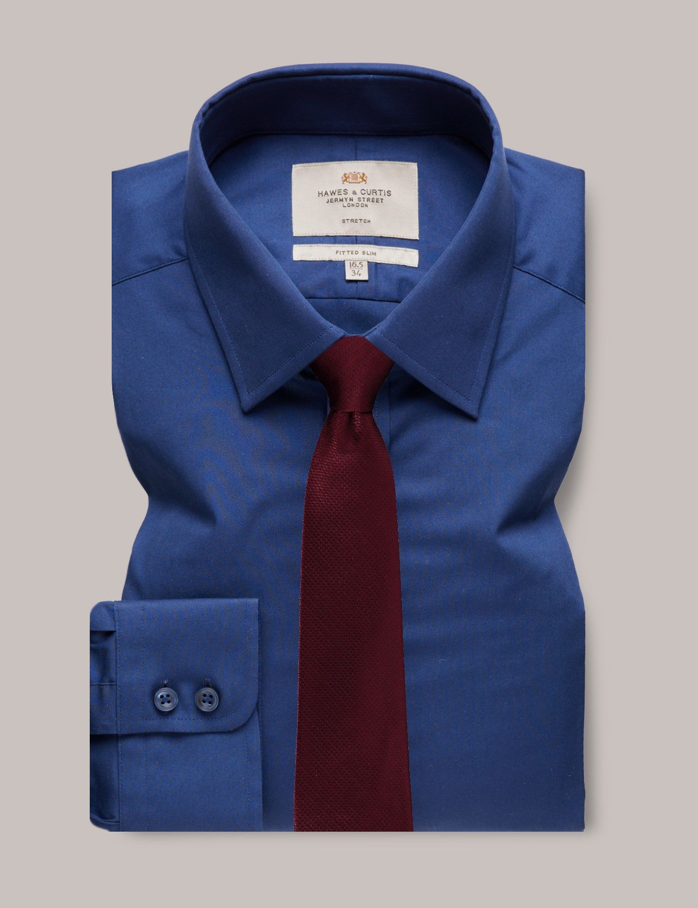 Men's Navy Fitted Slim Stretch Shirt