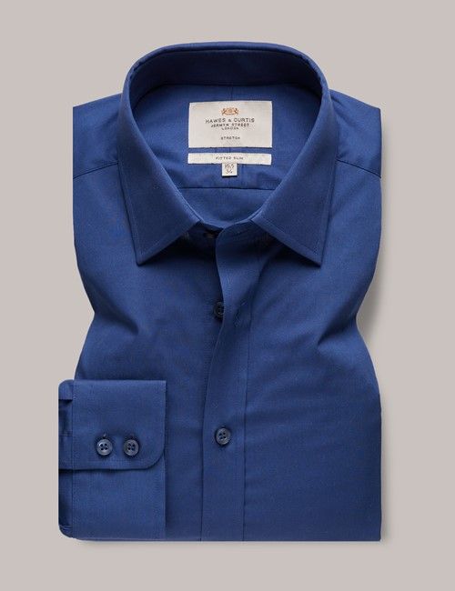 Navy Fitted Slim Stretch Shirt-preview