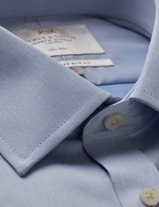 Fitted Slim Blue Twill Non-Iron Shirt