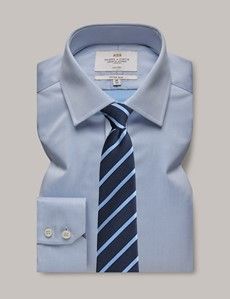 Fitted Slim Blue Twill Non-Iron Shirt