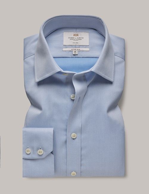 Fitted Slim Blue Twill Non-Iron Shirt-preview