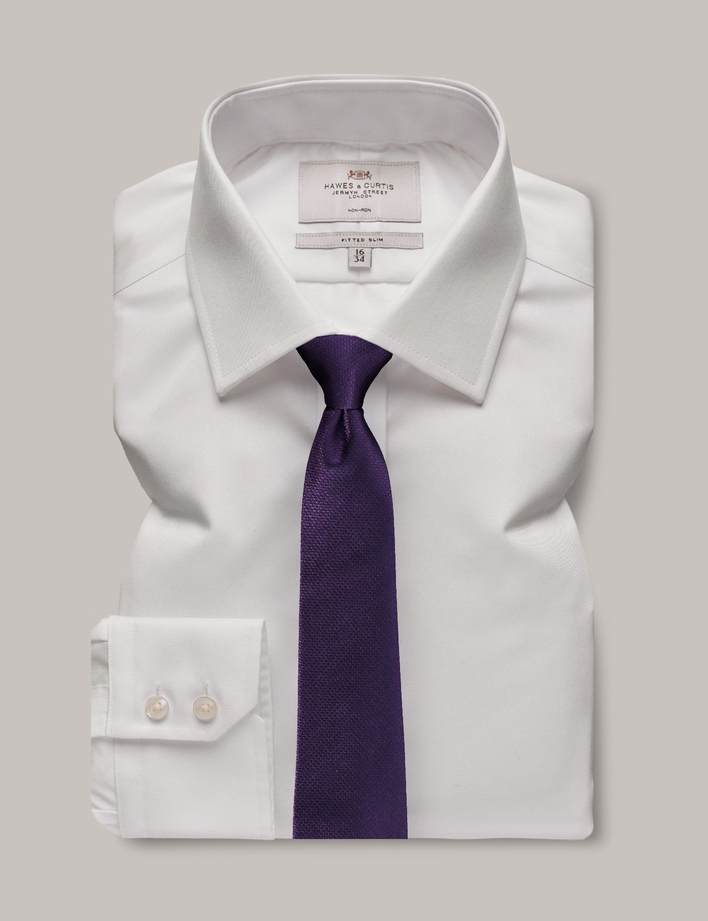 Fancy Non-Iron White Textured Slim Shirt main image 1