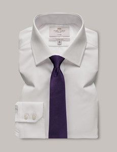 Fitted Slim White Twill Non-Iron Shirt