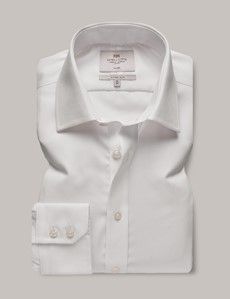 Fitted Slim White Twill Non-Iron Shirt