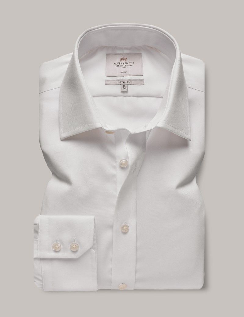 Fitted Slim White Twill Non-Iron Shirt-preview