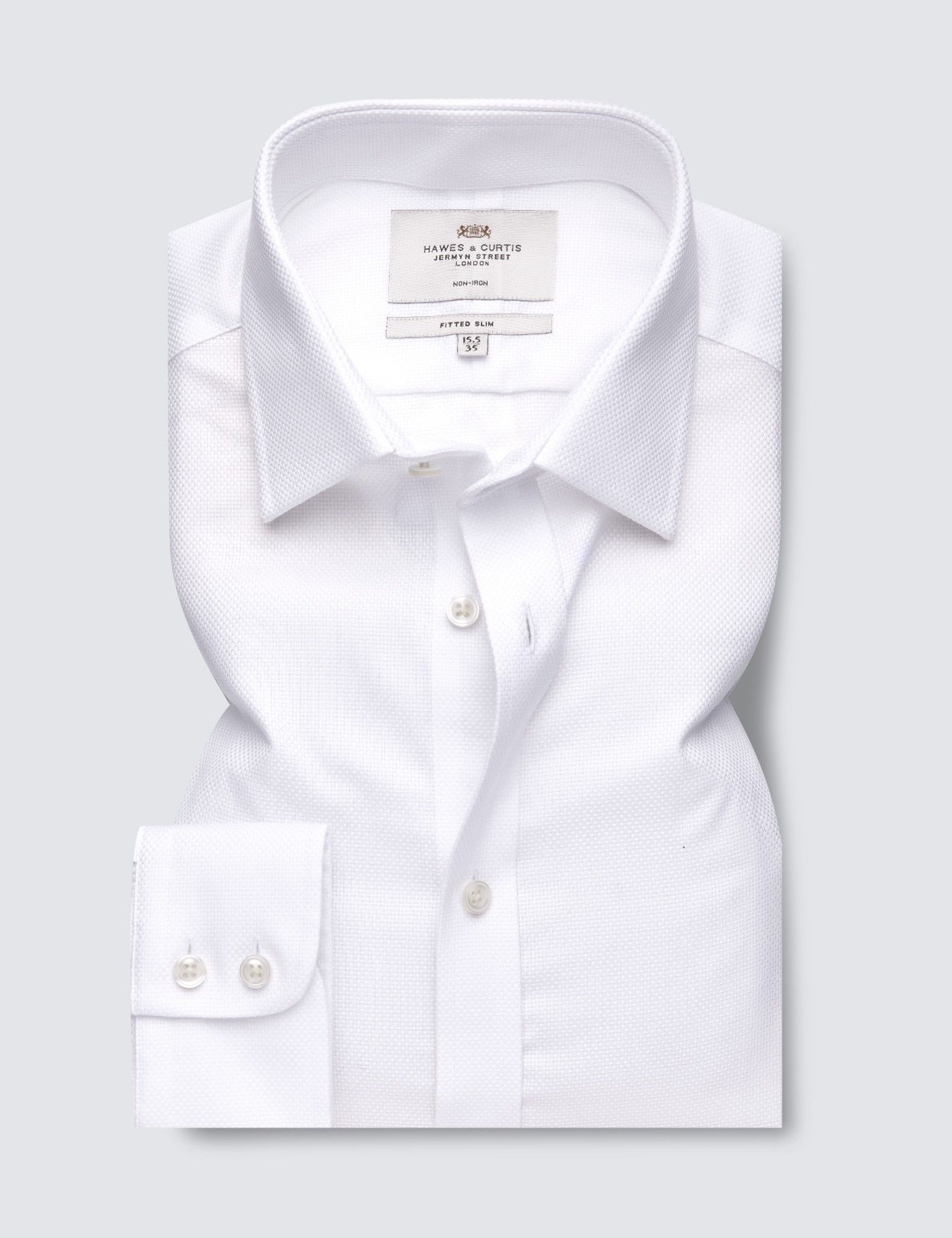 Fitted Slim White Fabric Interest Non-Iron Shirt-preview