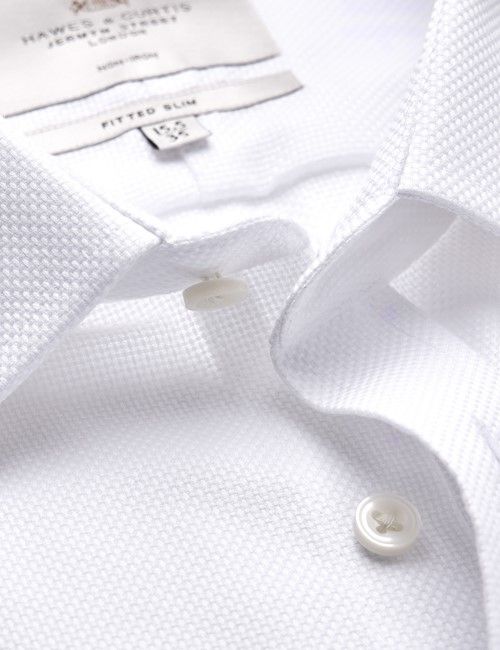 Non-Iron White Fabric Interest Fitted Slim Shirt-preview