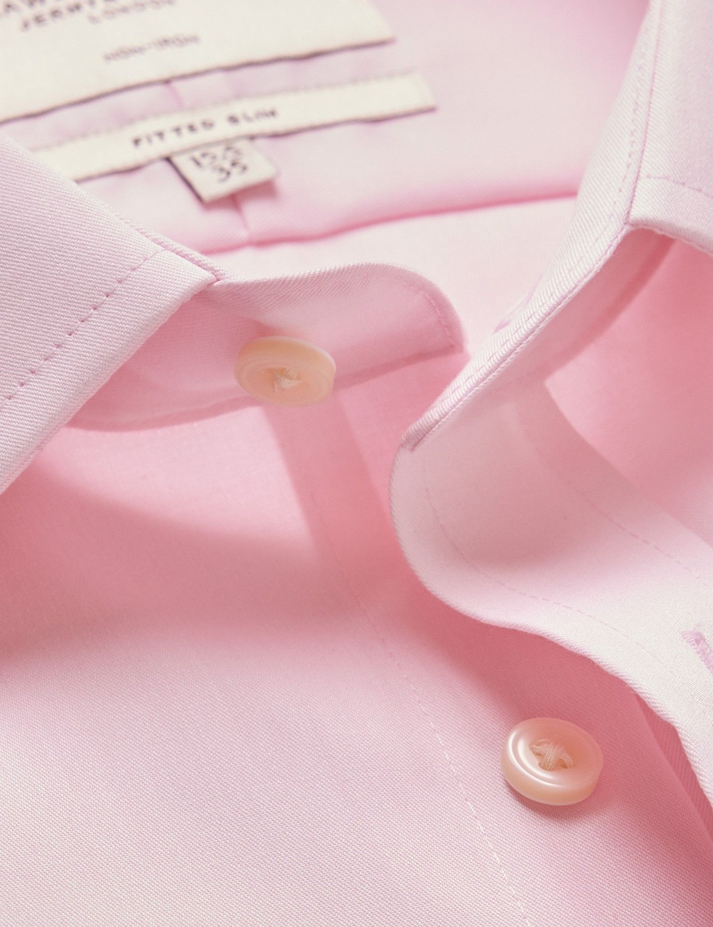Non-Iron Pink Twill Fitted Slim Shirt