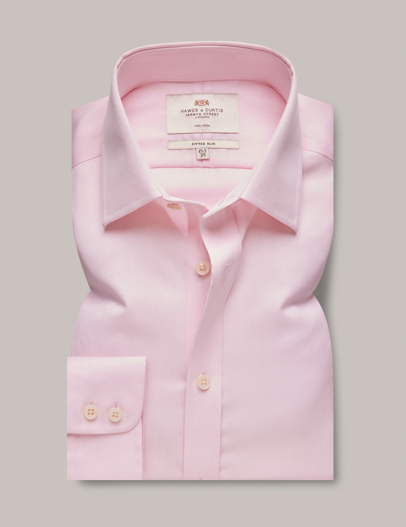 Non-Iron Pink Twill Fitted Slim Shirt-preview