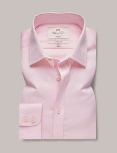 Fitted Slim Pink Twill Non-Iron Shirt