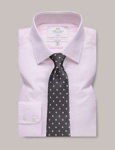 Fitted Slim Pink Pique Non-Iron Shirt