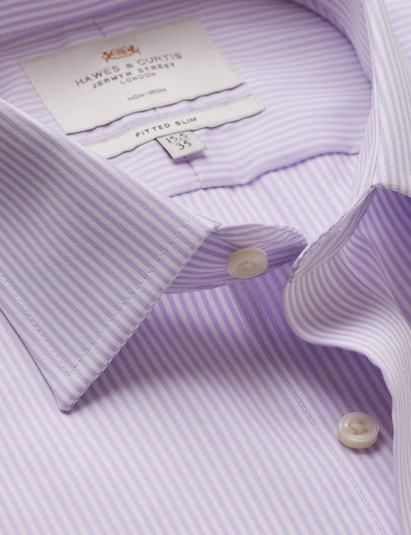 Fitted Slim Lilac & White Fine Stripe Non-Iron Shirt