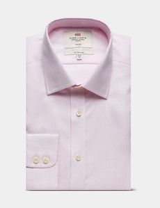Fitted Slim Pink & White Textured Stripe Non-Iron Shirt
