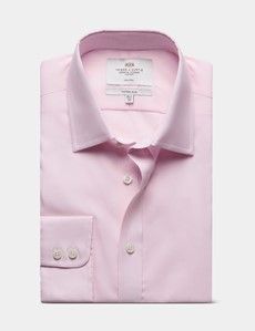 Fitted Slim Pink & White Fine Stripe Non-Iron Shirt