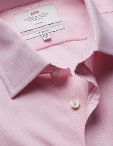 Fitted Slim Pink & White Fine Stripe Non-Iron Shirt