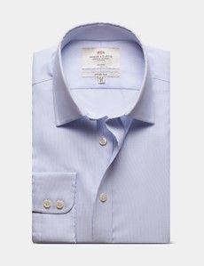Fitted Slim Blue & White Fine Stripe Non-Iron Shirt