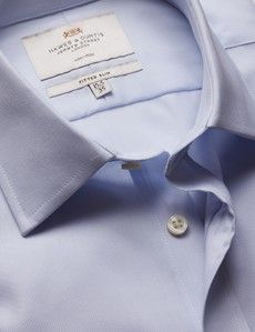 Fitted Slim Blue & White Fine Stripe Non-Iron Shirt