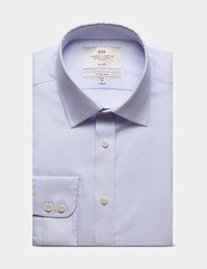 Fitted Slim Blue & White Fine Stripe Non-Iron Shirt