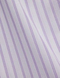 Fitted Slim Lilac & White Herringbone Stripe Non-Iron Shirt