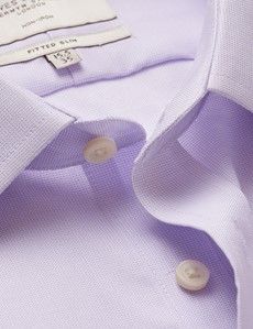 Fitted Slim Lilac & White Textured Weave Non-Iron Shirt