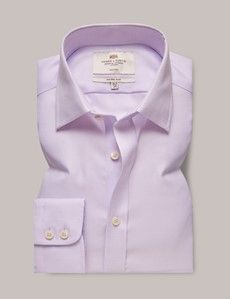 Fitted Slim Lilac & White Textured Weave Non-Iron Shirt