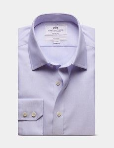 Fitted Slim Blue & White Textured Weave Non-Iron Shirt