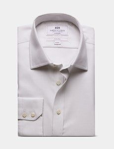 Fitted Slim Grey & White Textured Weave Non-Iron Shirt