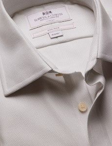 Fitted Slim Grey & White Textured Weave Non-Iron Shirt