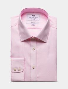 Fitted Slim Pink & White Textured Weave Non-Iron Shirt