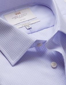 Fitted Slim Lilac & White Mini Check Non-Iron Shirt