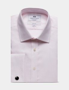 Fitted Slim Pink & White Check Non-Iron Shirt