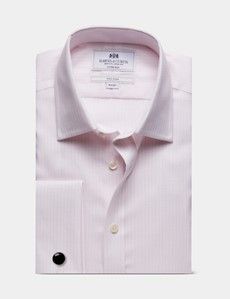 Fitted Slim Pink & White Check Non-Iron Shirt