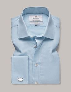Fitted Slim Blue Poplin Shirt