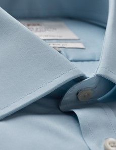 Fitted Slim Blue Poplin Shirt