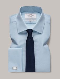 Fitted Slim Blue Poplin Shirt