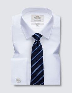 Fitted Slim White Herringbone Shirt