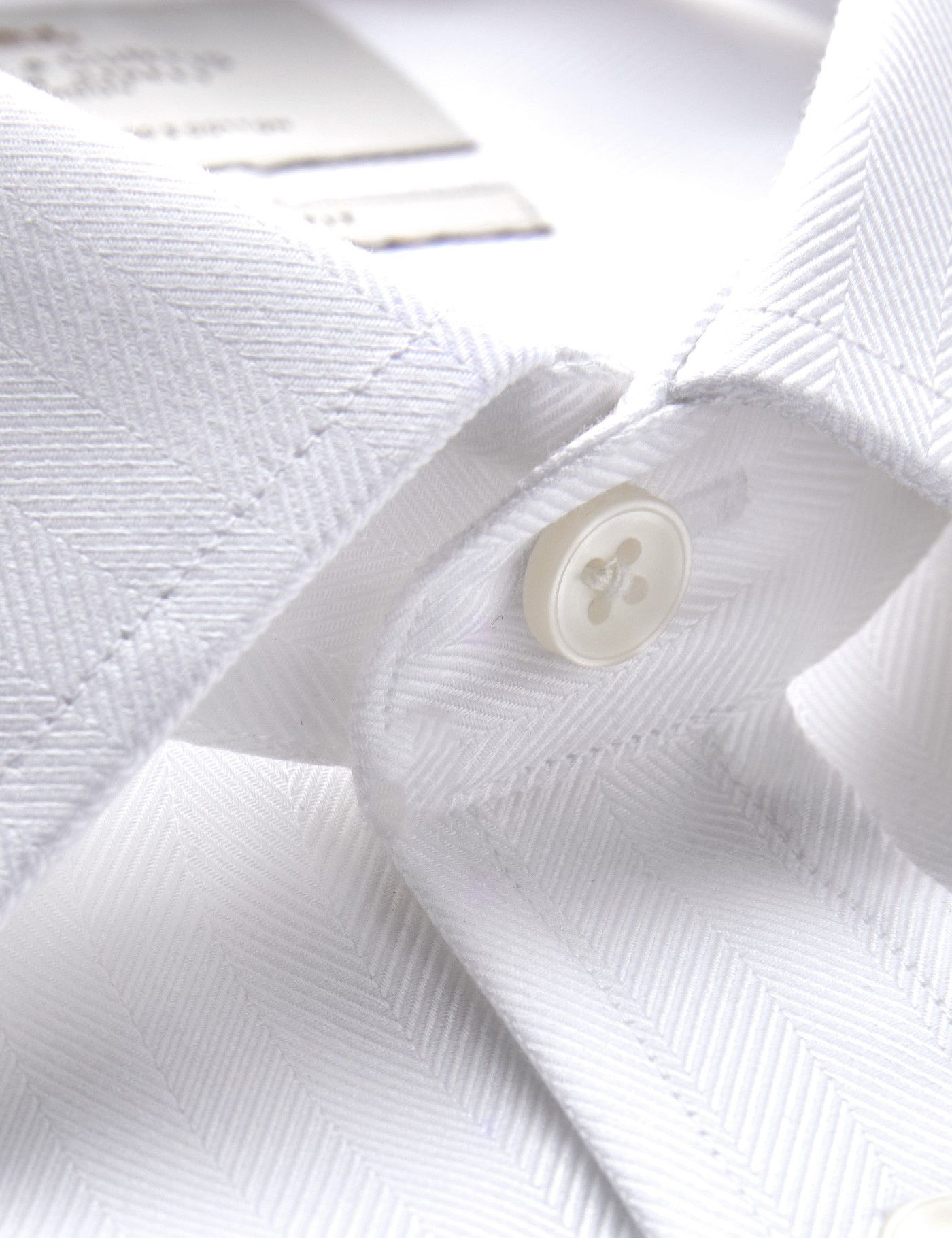 Fitted Slim White Herringbone Shirt