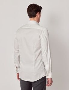 Non-Iron Cream Twill Fitted Slim Shirt - Double Cuff-preview3