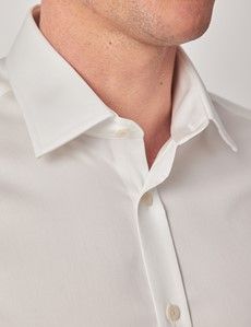 Non-Iron Cream Twill Fitted Slim Shirt - Double Cuff-preview1