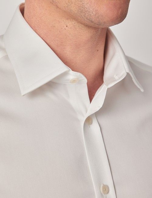 Non-Iron Cream Twill Fitted Slim Shirt - Double Cuff-preview