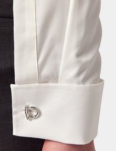 Non-Iron Cream Twill Fitted Slim Shirt - Double Cuff-preview3