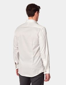 Non-Iron Cream Twill Fitted Slim Shirt - Double Cuff-preview4