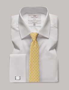 Fitted Slim White Twill Non-Iron Shirt