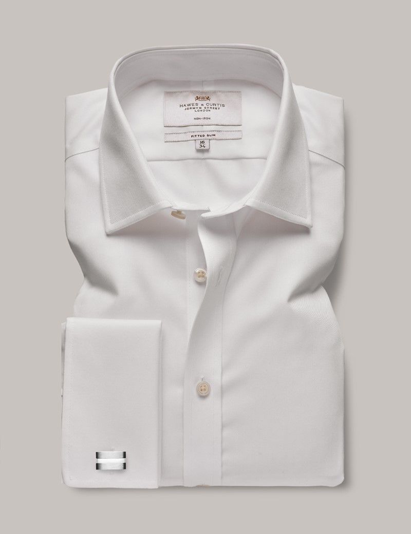 Fitted Slim White Twill Non-Iron Shirt-preview